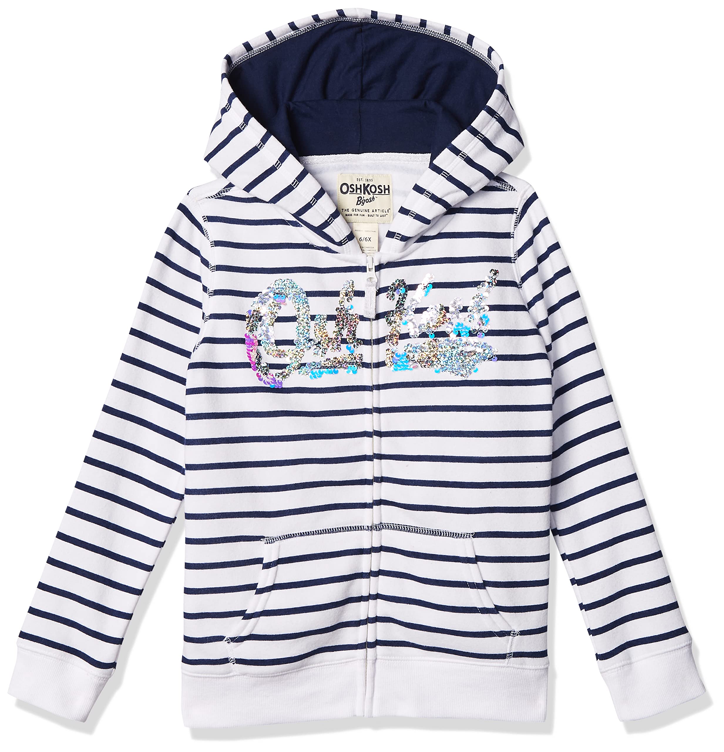 OshKosh B'GoshGirl's Full Zip Logo Hoodie Hooded Sweatshirt