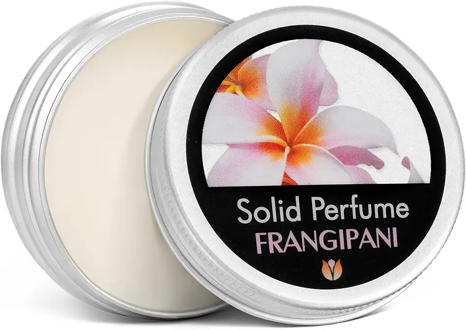 Flowerland Perfume sólido – Perfume portátil de bolso perfeito para uso em viagens – Perfume de fragrância natural para homens e mulheres – Natural e vegano – Frangipani (30 ml)