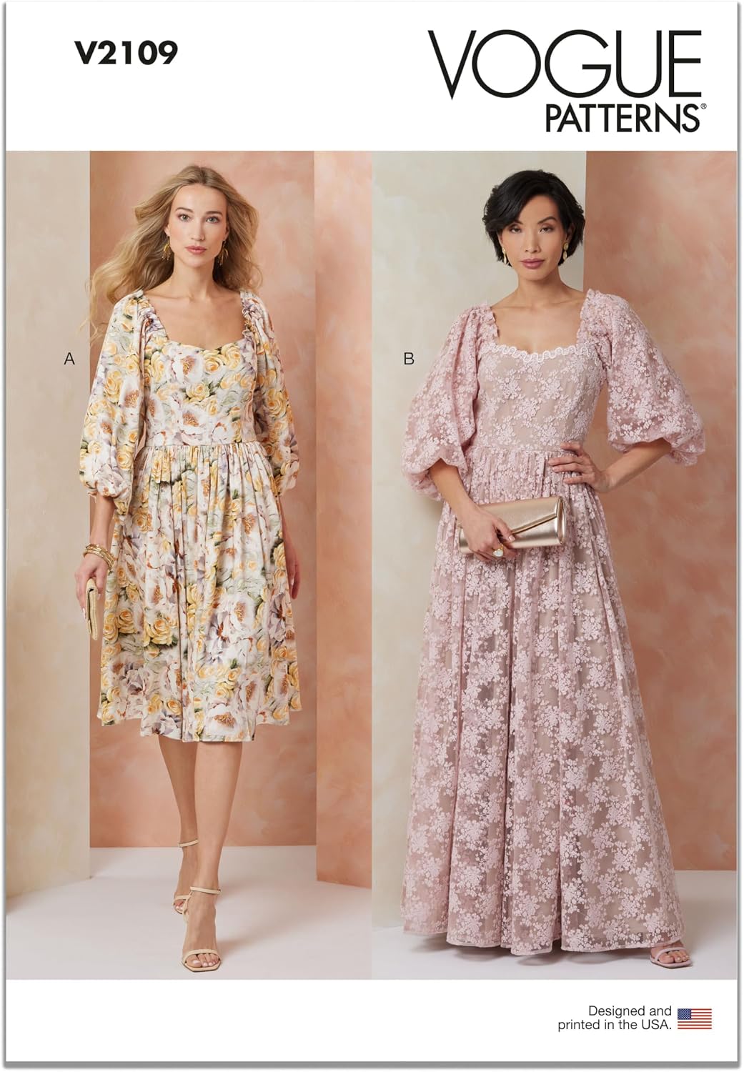 Vogue V2109U5 Misses' Fitted Gown Sewing Pattern Packet, Design Code V2109, Sizes 16-18-20-22-24