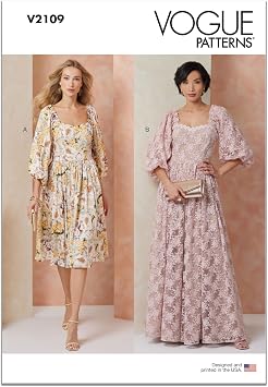 Vogue V2109U5 Misses Fitted Gown Sewing Pattern Packet, Design Code V2109, Sizes 16-18-20-22-24