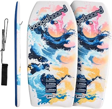 Wham-O Boogie Boards , 33"/37" Body Board for Beach, Lightweight Bodyboard with Wrist Leash for Kids Teens Beginners