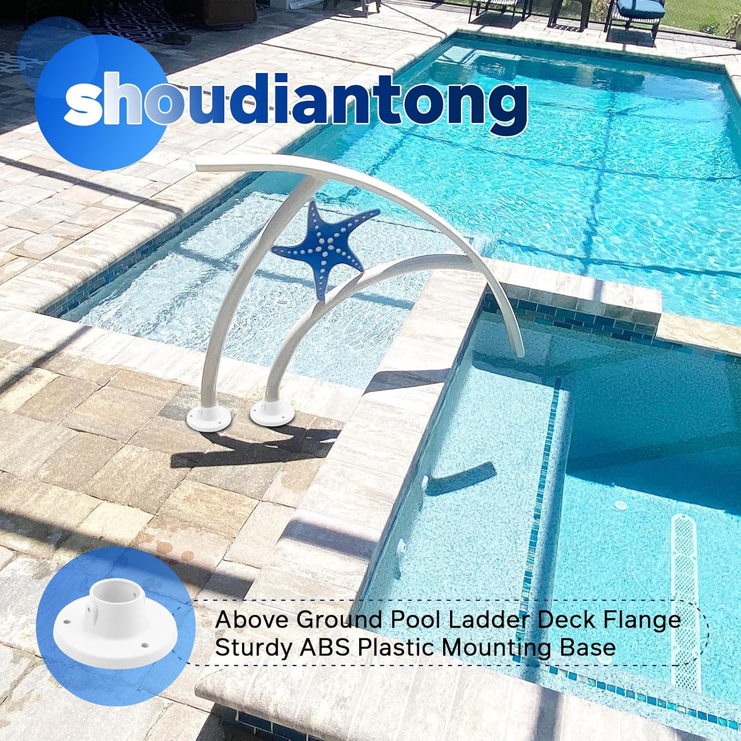 Above Ground Pool Ladder Deck Flange for InnovaPlas Lumi O Pool Ladder Deck Flange Replacement Parts 99.0003, Sturdy ABS Plastic Pool Ladder Flange 2 Inch - Pack of 2