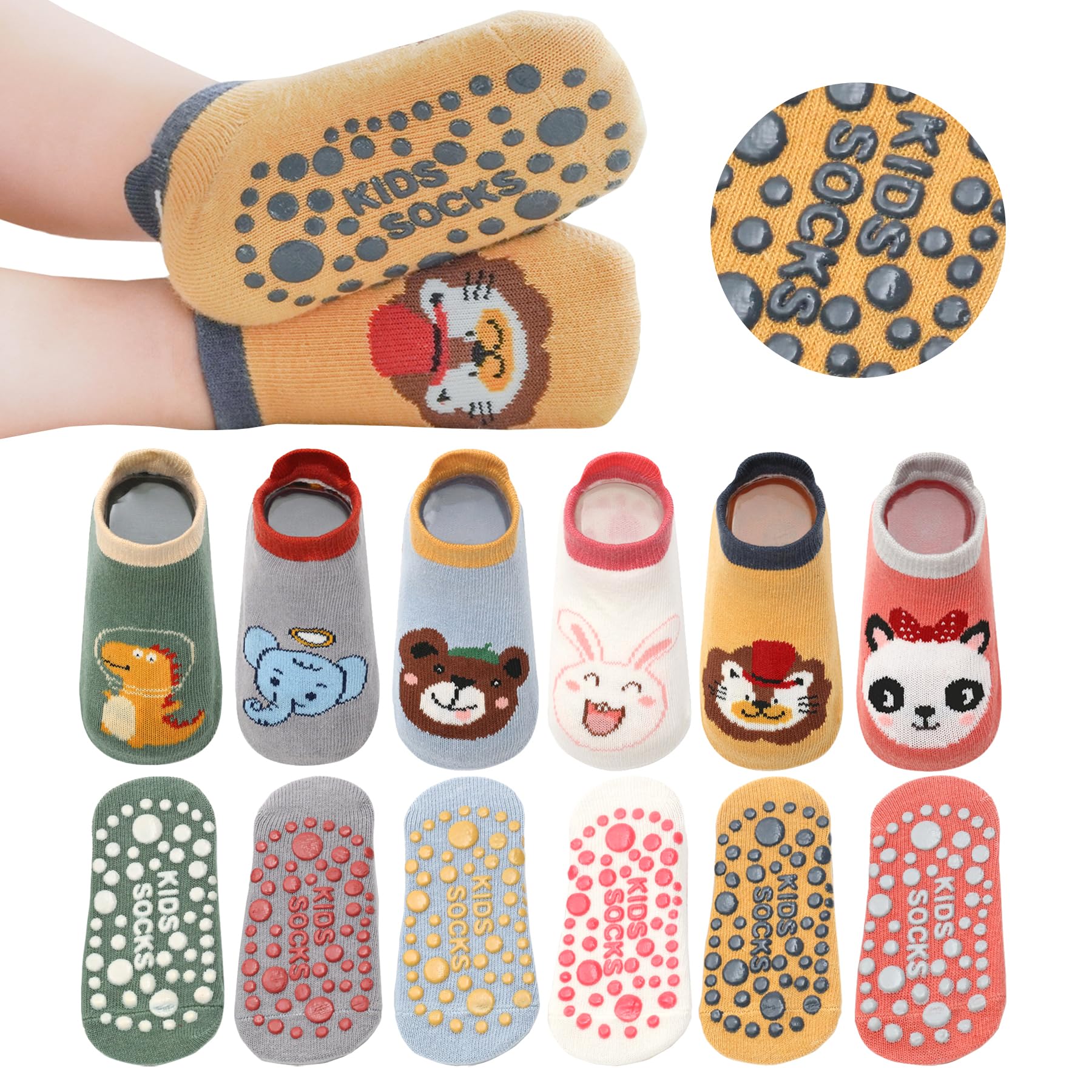 Bebé Antideslizante Tobillo Calcetines De Dibujos Animados Lindo Agarre Calcetines Para Bebés Niños Niños Niñas Multicolores 6 Par — view 12