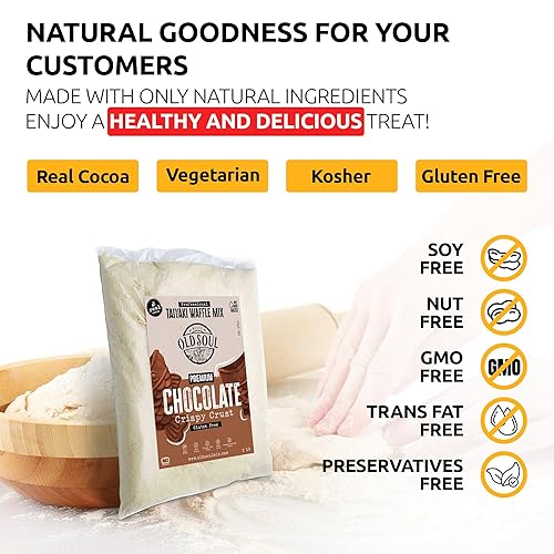 Miniatura 4 de OldSoul Professional Taiyaki Waffle Mix  Sin gluten  Crujiente  Sabor a chocolate  10 libras  168 gofres (10 libras, sin gluten)