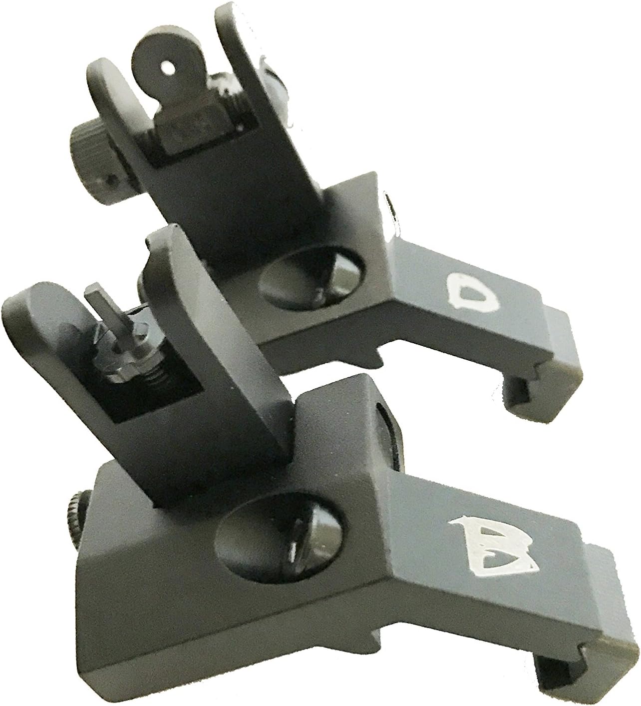 BD Tactical 45 Degree Folding Flip Up Offset Micro Premium Milspec Backup Iron Sight Set A2 BUIS Front and Rear Included