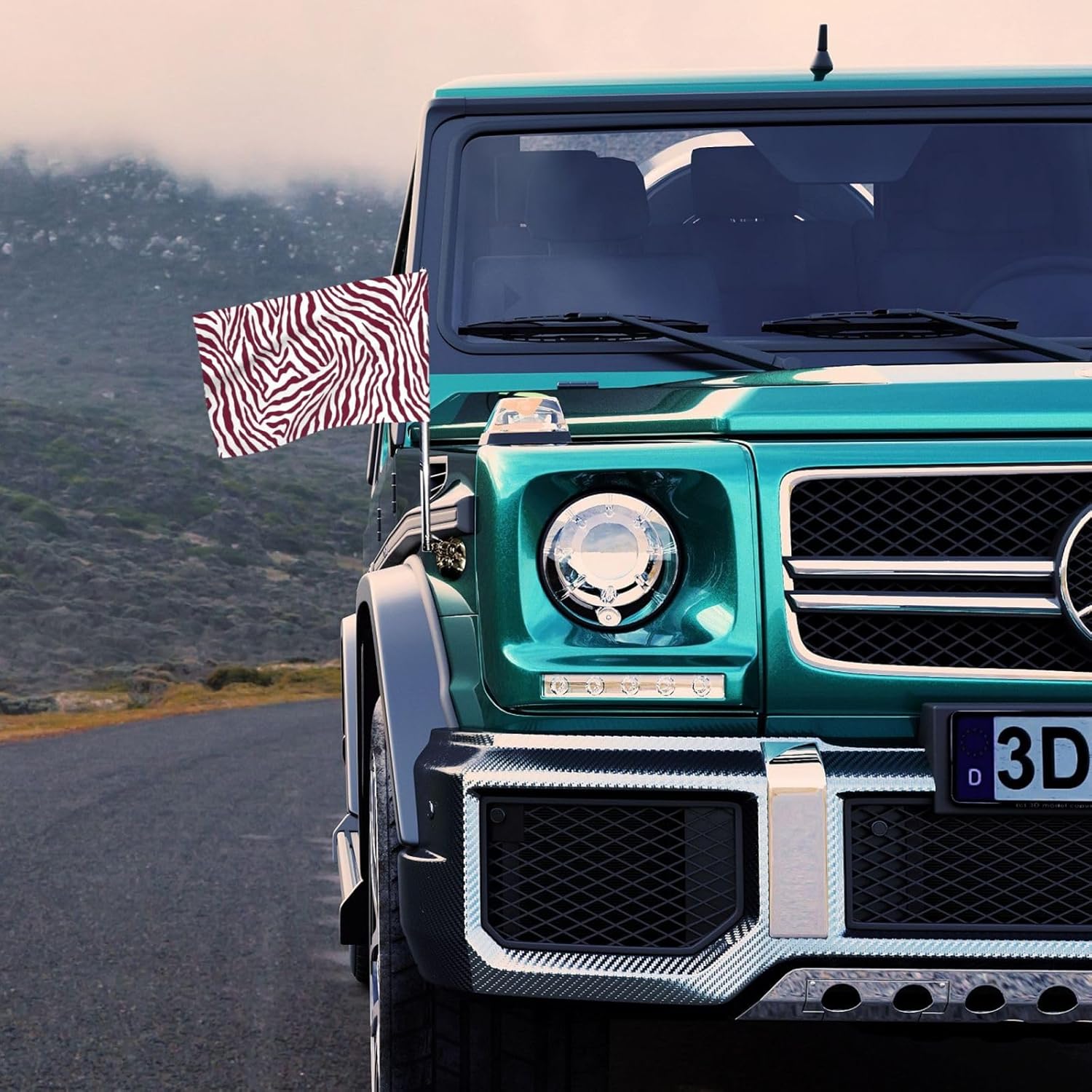 Abstract Red Zebra Stripe Pattern Car Flag Outdoor Window Clip 12 X 18 Inch Double Side Car Decoration