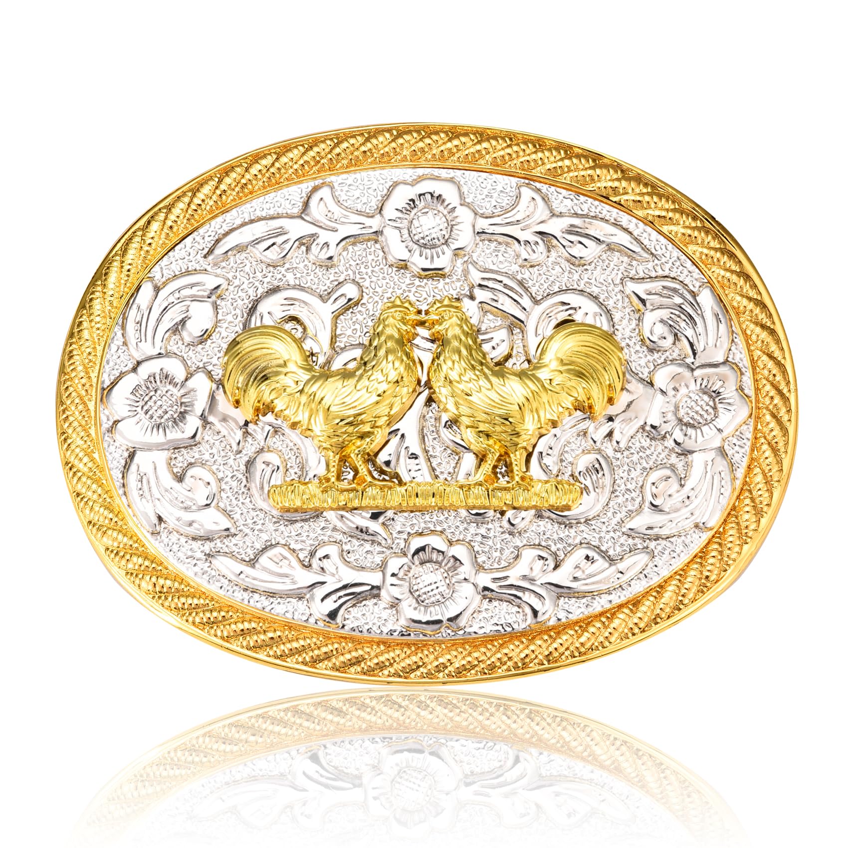 Western Belt Buckle - Silver & Golden Cock Belt Buckles for women and men - Rooster Mens Belt Buckle
