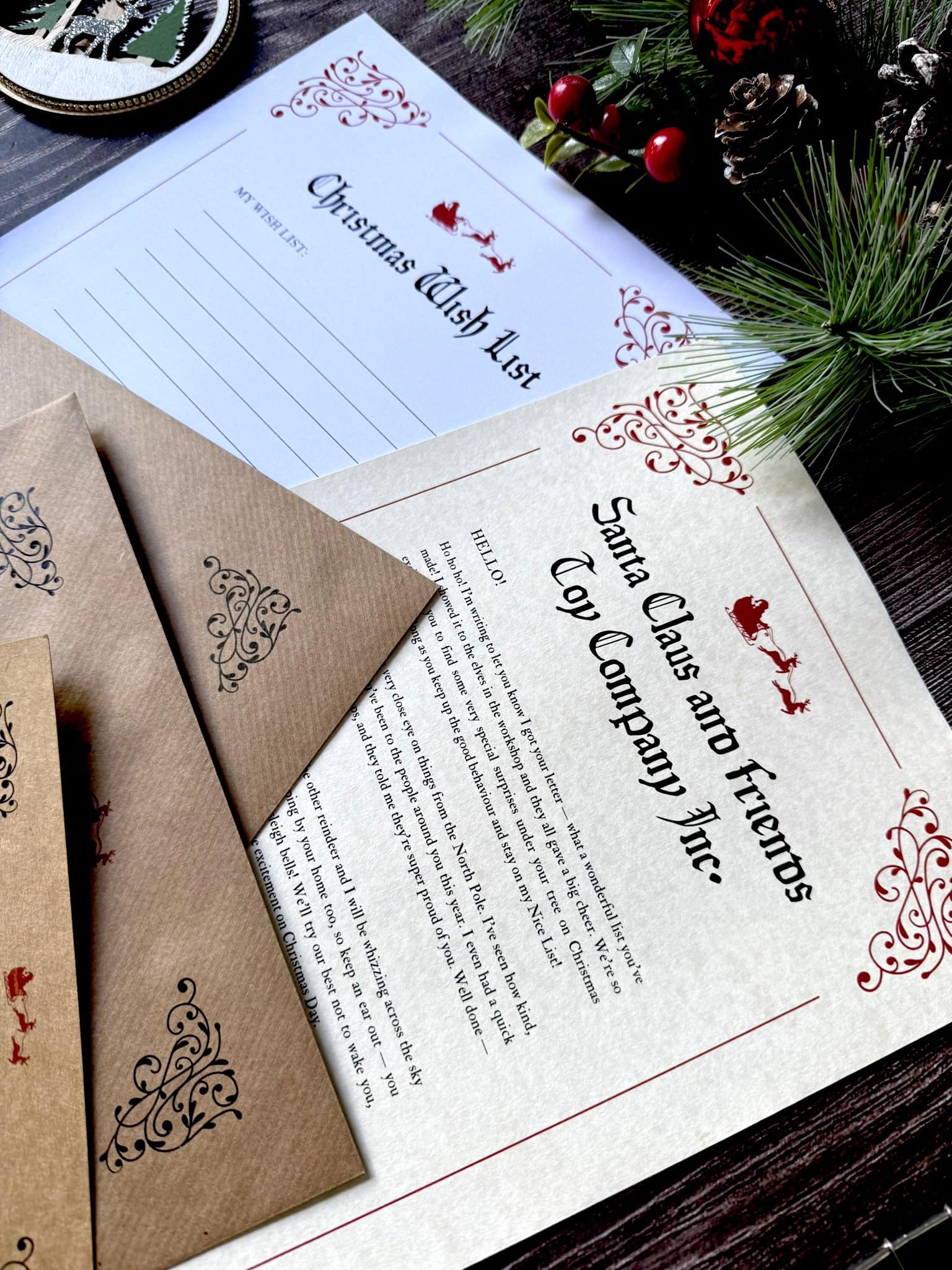 Santa Letter Set with Nice List Certificate & Wish List | Traditional Christmas Letter Pack for Kids | Handmade Festive Keepsake | Fast Prime Delivery | Made in the UK (Non-Personalised)