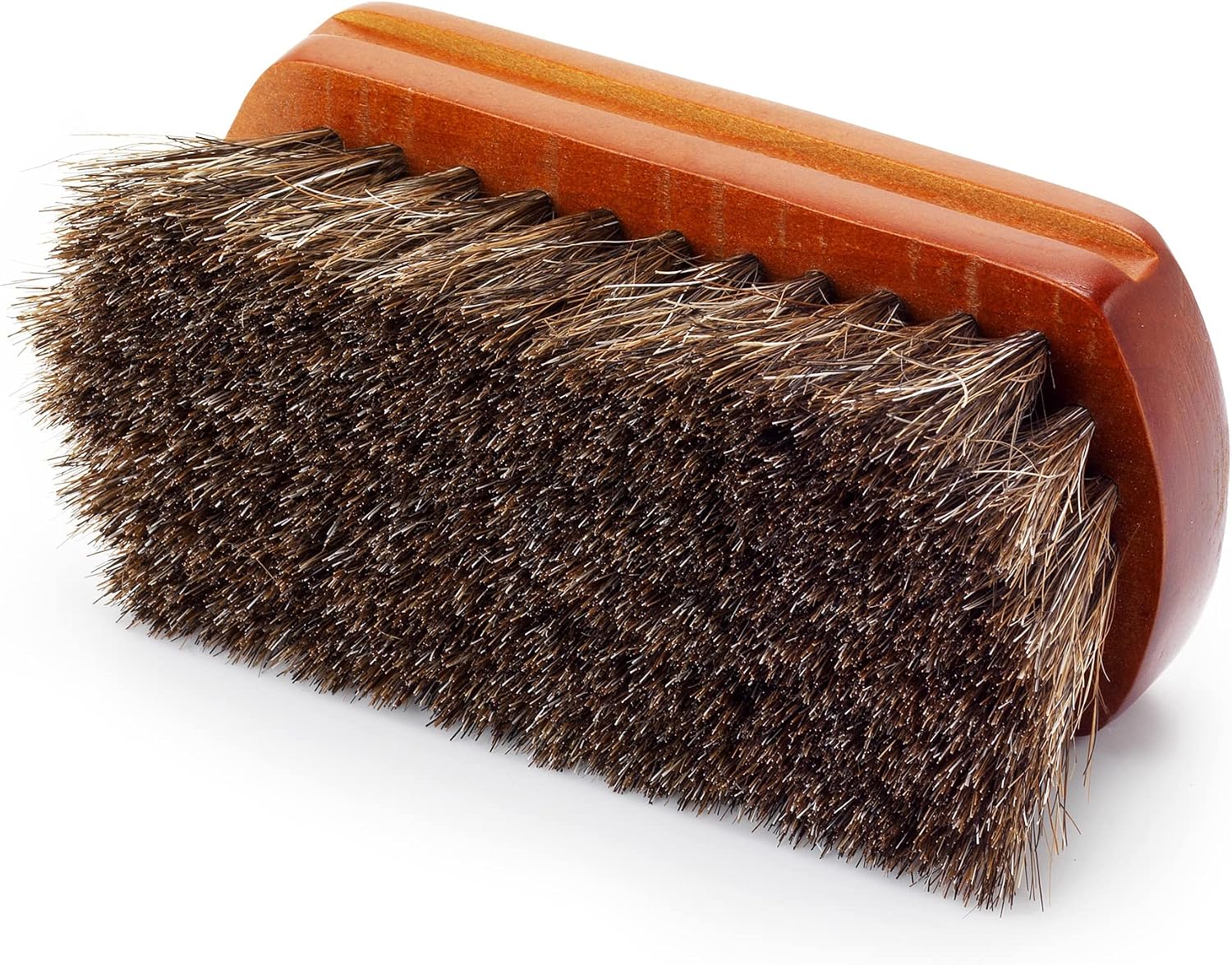 Mini 4" Shoe Brush - Portable Horse Hair Brush w/Natural Wood Handle - Soft Bristle Shoe Polish Brush for Cleaning, Buffing & Polishing Leather Shoes - Travel-Friendly Size Boot Brush