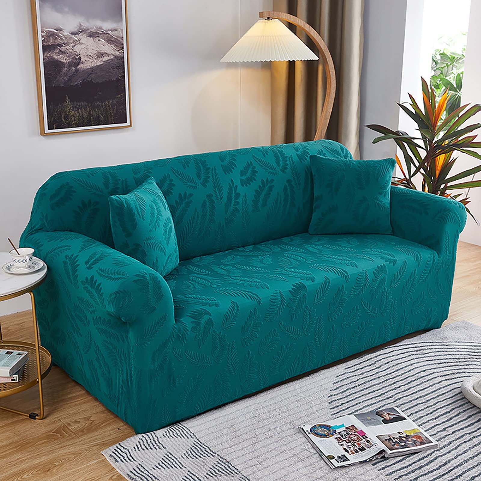 Housse de canapé extensible jacquard couleur unie élastique pour fauteuil et protecteur meubles L