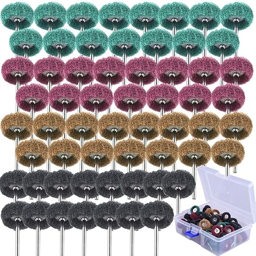 AUSTOR 60 Pieces 1 inch Abrasive Wheel Buffing Polishing Wheel Set 4 Grits Polishing Wheel with