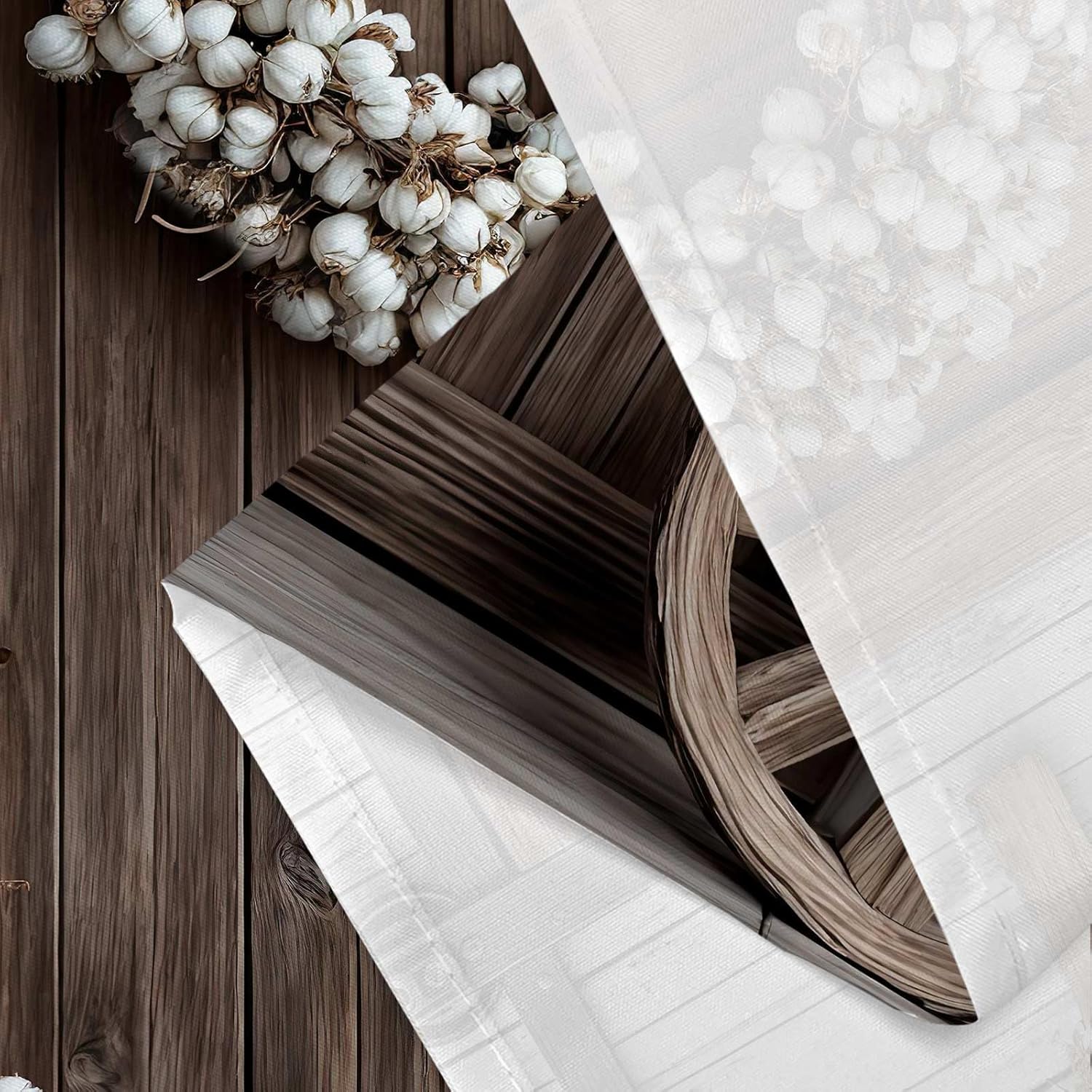 Drgilau Rustic Barn Door Shower Curtain, Farmhouse Wooden Shower Curtain Vintage Country Cotton Flowers Bathroom Curtain Decor Waterproof Bath Curtain Sets with 12 Hooks, Brown-2 69X78 Inch