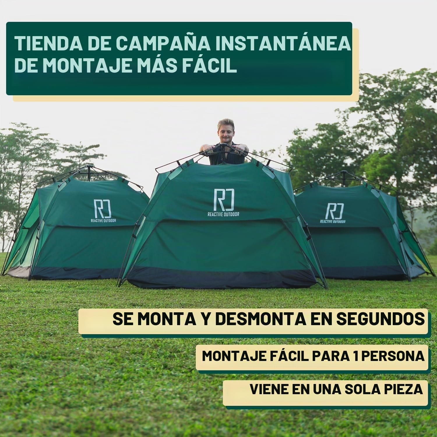 Reactive Outdoor Tent - 3 Second Tent - 3 Sec Instant Pop Up Tent - Easy and Quick Setup Camping Tent - 1 Person Setup Waterproof Double Layer Outdoor Camping Tent