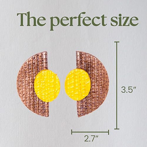 Miniatura 4 de Handmade Half-Moon Shaped Earrings - Made with Natural Fibers - Sustainable Handcrafted Jewelry - Exclusive Brazilian Design (Yellow)