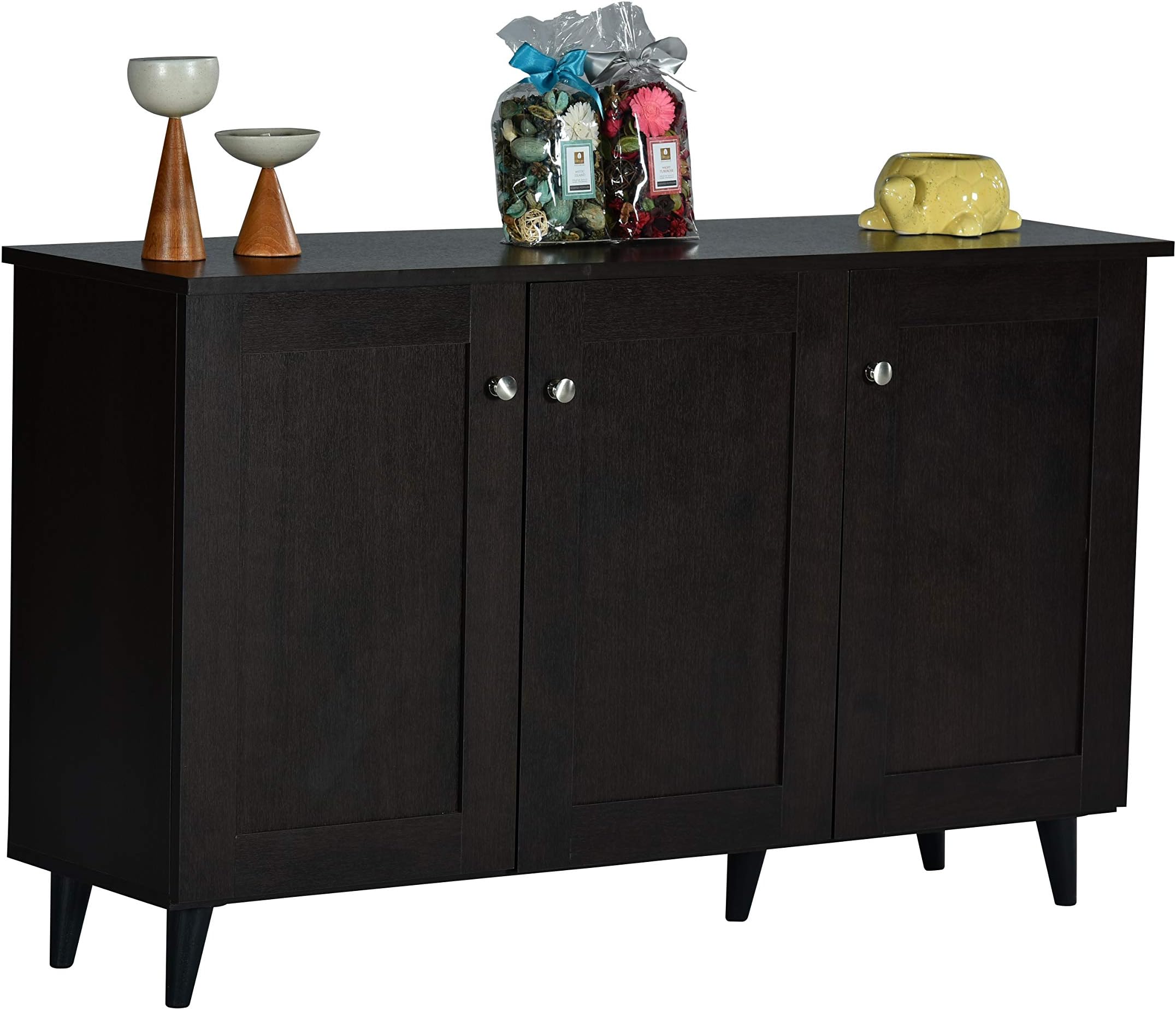 DeckUp Lexis 3-Door Engineered Wood Shoe Rack (Dark Wenge, Matte Finish)