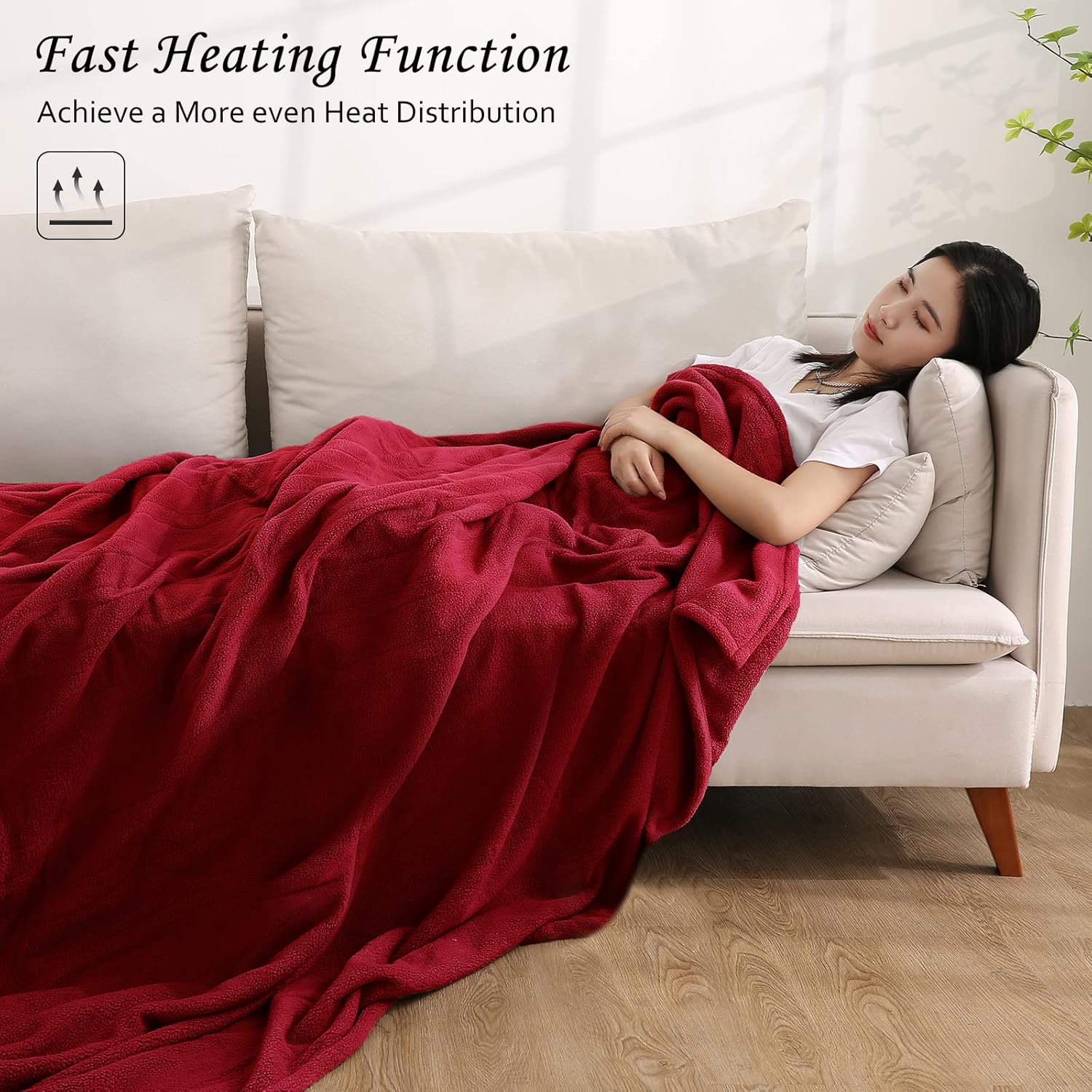 review Electric Heated Blanket Full Size 77'' x 84'', 4 Heating Levels & 10 Hours Auto-Off, Soft and Skin-Friendly Polar Fleece, ETL Certification Fast Heating, Machine Washable, Home Office Use