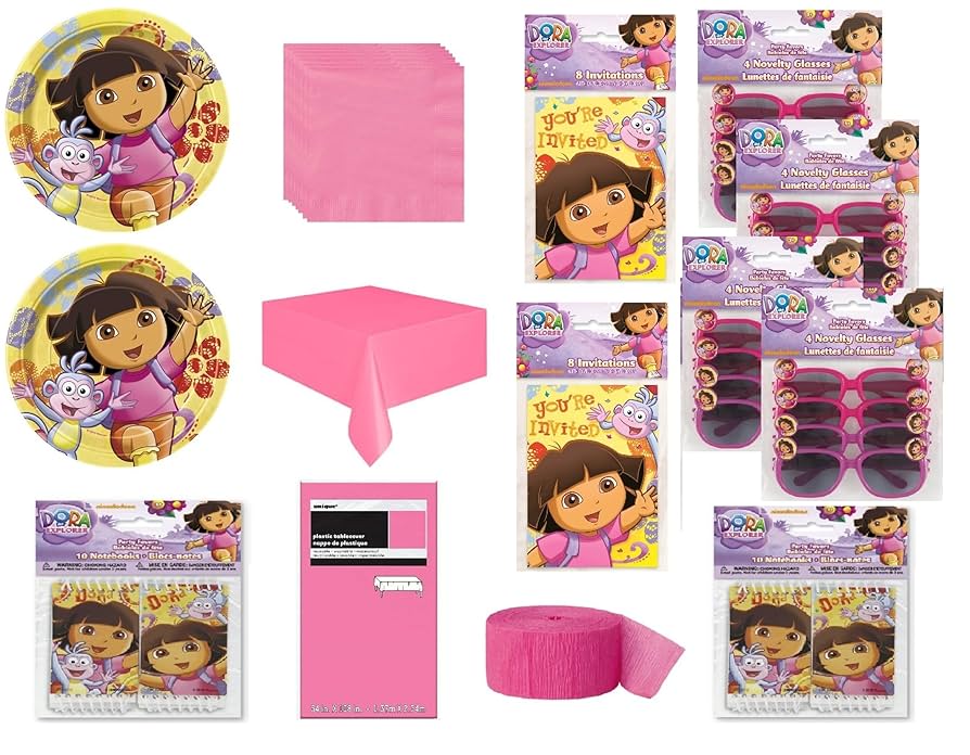 amazon-com-unique-industries-inc-dora-the-explorer-birthday-party-supplies-bundle-for-16-includes-plates-napkins-table-cover-party-invitations-party-favor-glasses-mini-notebooks-streamer-home-kitchen for Dora The Explorer Free Printable Invitations Amazon.com: Unique Industries Inc Dora the Explorer Birthday Party Supplies Bundle for 16 includes Plates, Napkins, Table Cover, Party Invitations, Party Favor Glasses, Mini Notebooks, Streamer : Home & Kitchen for Dora The Explorer Free Printable Invitations