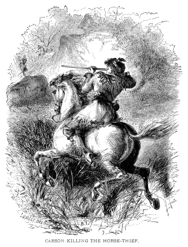 Christopher CarsonN(1809-1868) Known As Kit American Frontiersman Carson Attacked By Grizzly Bears Wood Engraving By Arthur Lumley From The Life & Adventures Of Kit Carson The Nestor Of The Rocky Moun