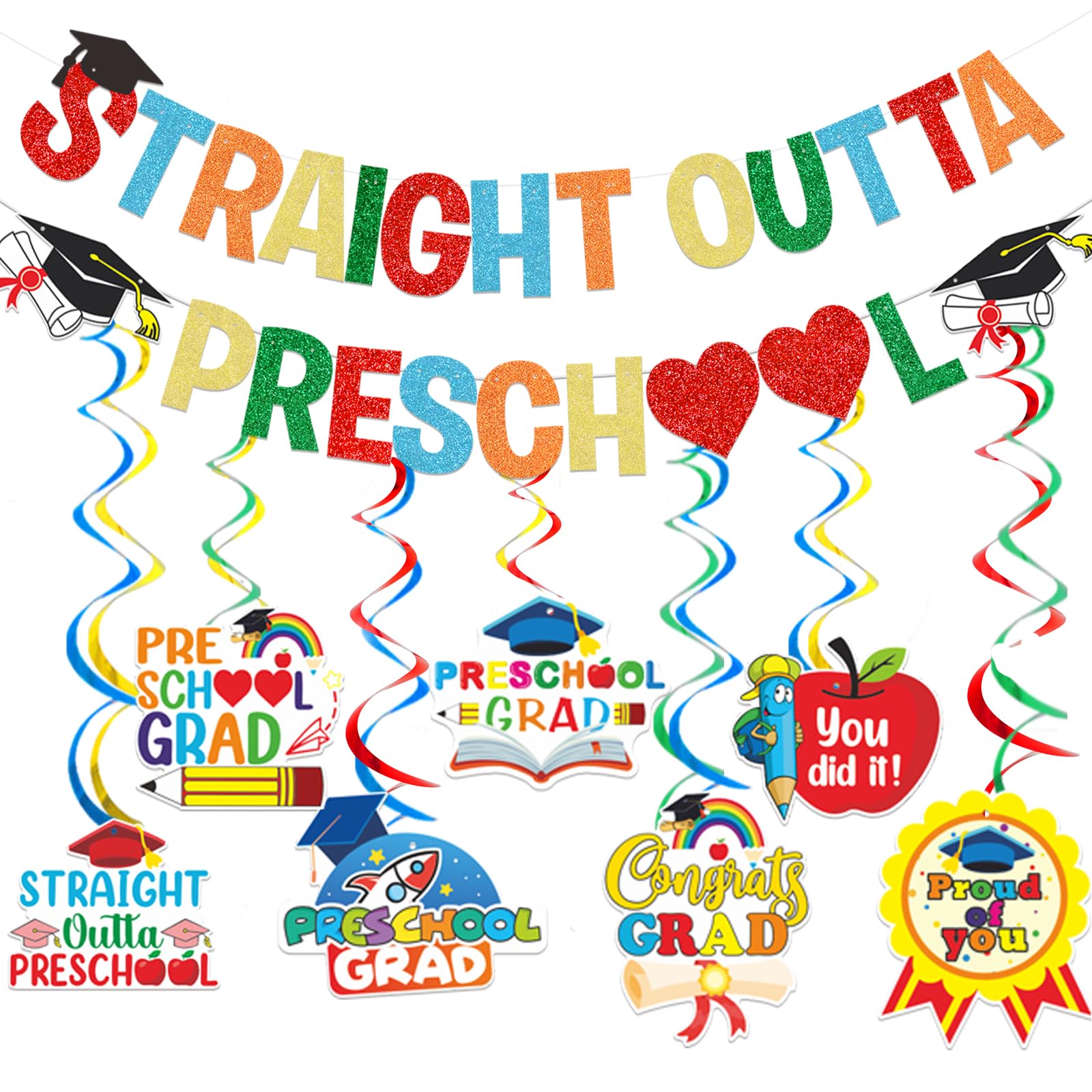 Preschool Graduation Decorations: Straight Outta Preschool Banner Graduation Banner 2026 for Pre K Congrats Party Decorations 2026