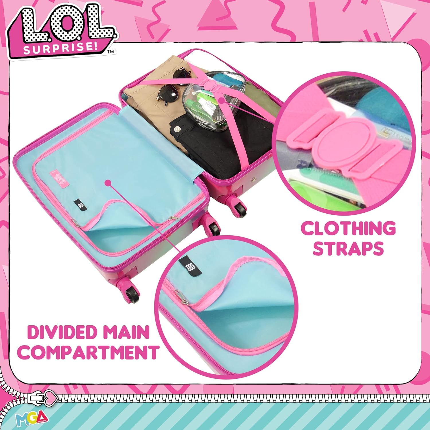 review FUL L.O.L Surprise! 21 Inch Kids Rolling Luggage, Hardshell Carry On Suitcase with Wheels, Multi
