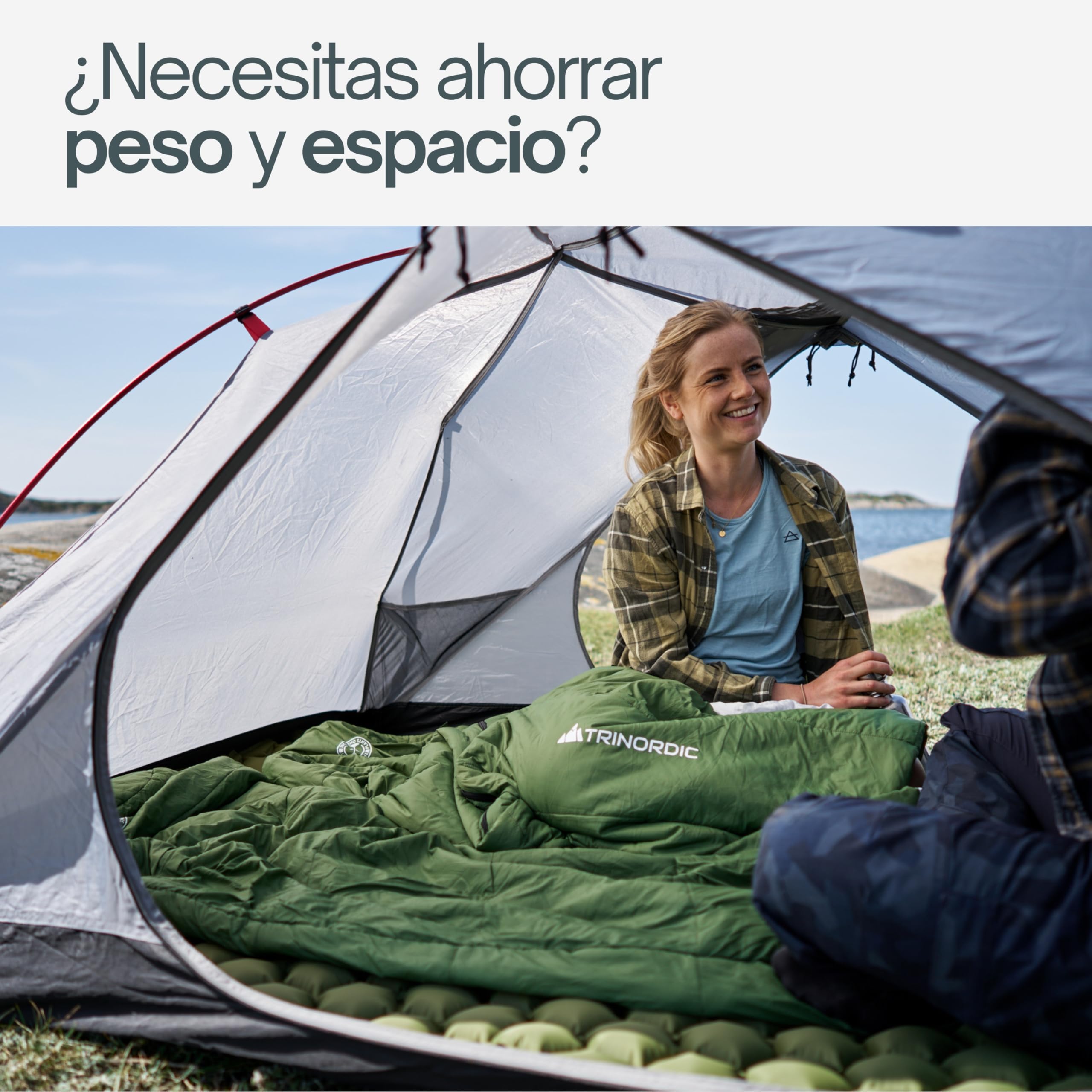 Trinordic Saco de Dormir Ligero – con Cremallera Anti-Enganches – Sacos de Dormir Adulto, Compactos y Ultraligeros para Senderismo, Mochilero, Aventuras en Bicicleta y Acampada