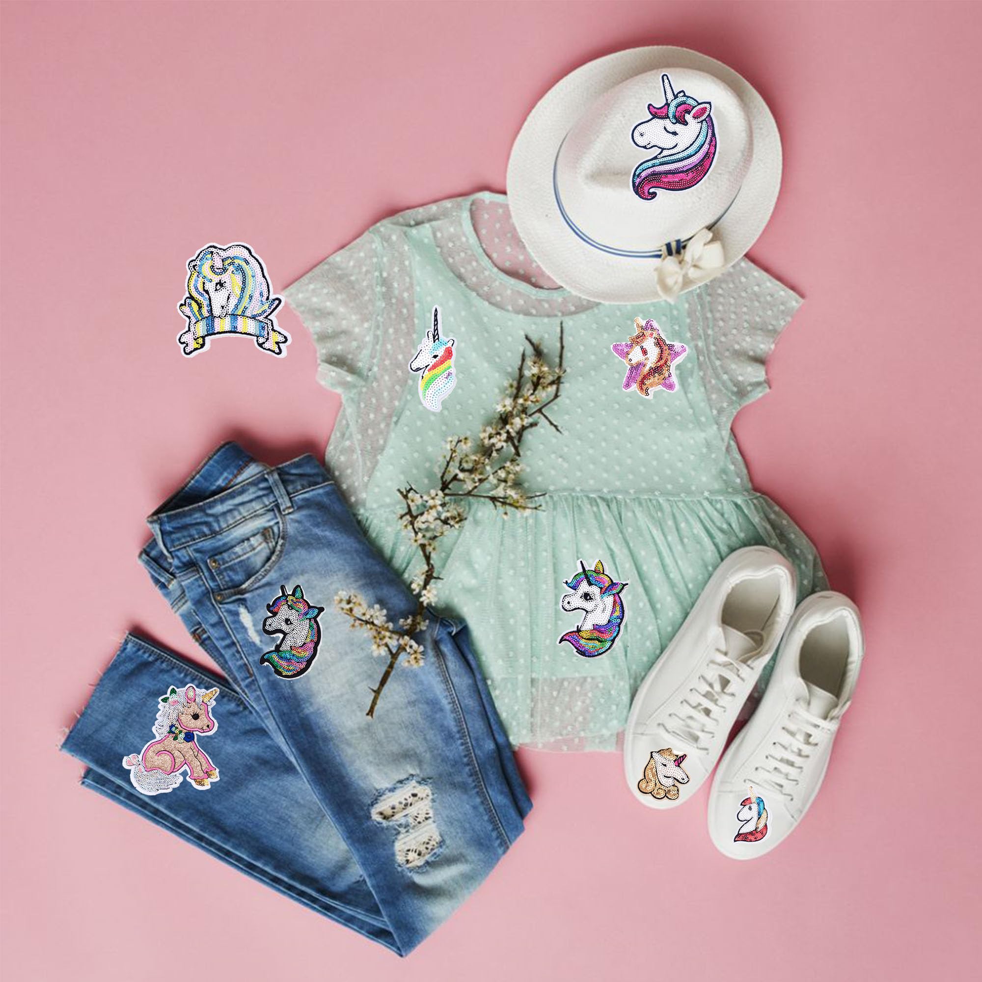 Toppe Termoadesive Unicorni - 12 Pezzi, Per Magliette, Zaini, Jeans, Fai Da Te - Foto 10