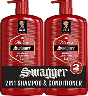 Old Spice Swagger 2-in-1 Shampoo and Conditioner Set for Men, Cedarwood Lime Scent, Get Up To 80% Fuller-Looking Hair, Barbershop Quality, 29.2 Fl Oz Each, 2 Pack
