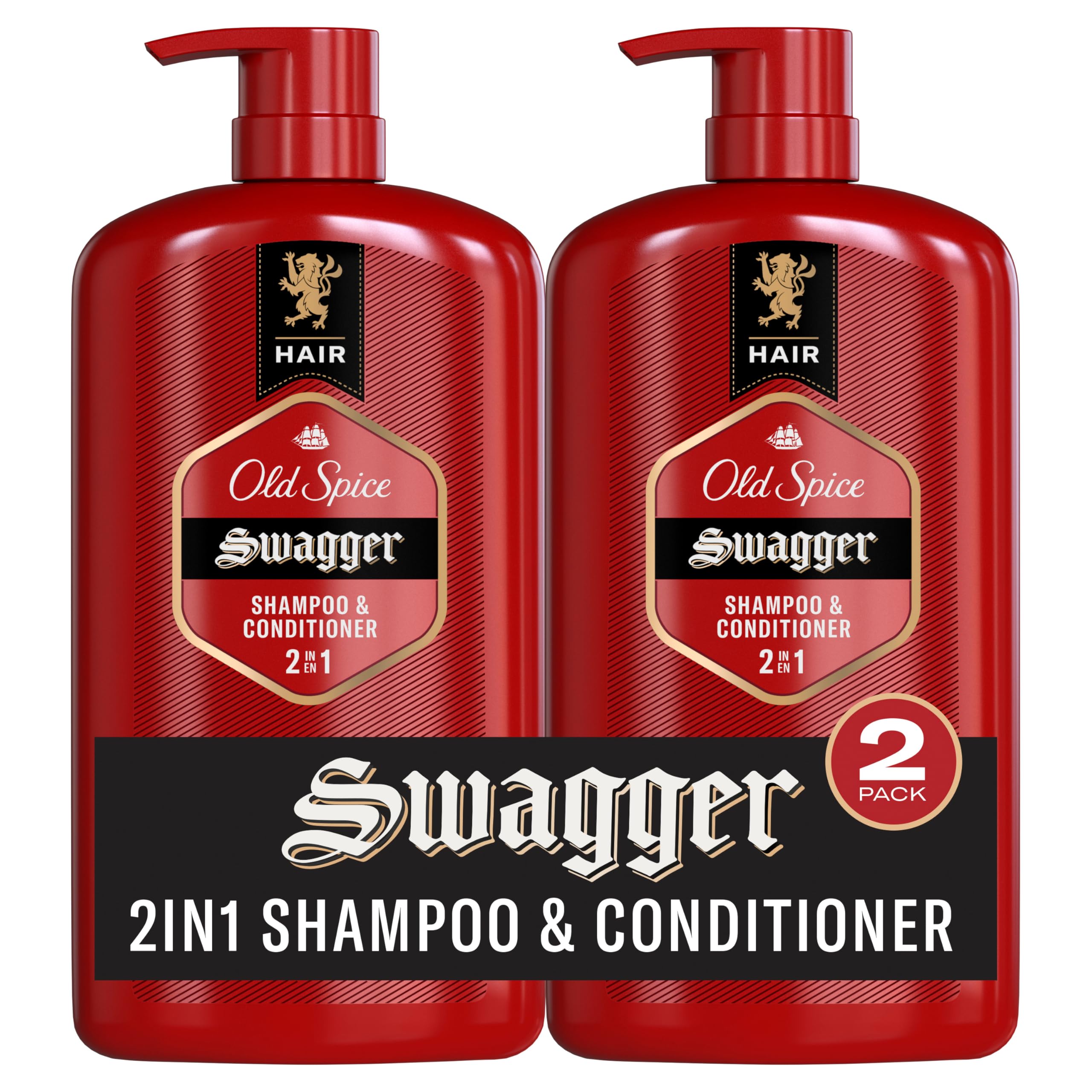 Old Spice Swagger 2-in-1 Shampoo and Conditioner Set for Men, Cedarwood Lime Scent, Healthier, Fuller, More Moisturized Looking Hair, Barbershop Quality, 29.2 Fl Oz Each, Twin Pack