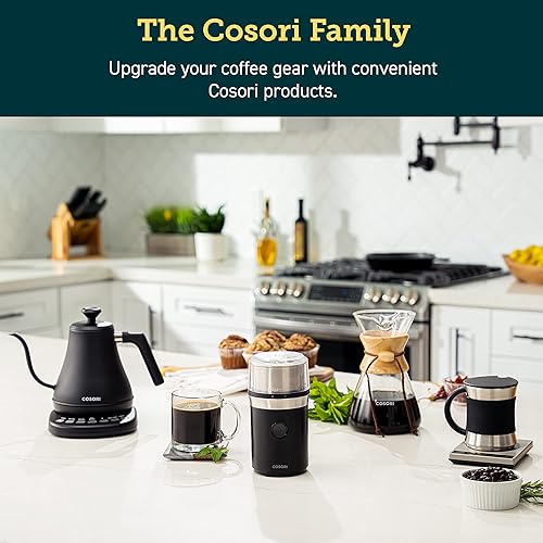 Vista 21 de COSORI Molinillo eléctrico de café expreso, cuchillas de acero inoxidable de grado alimenticio, 12 tazas, color negro