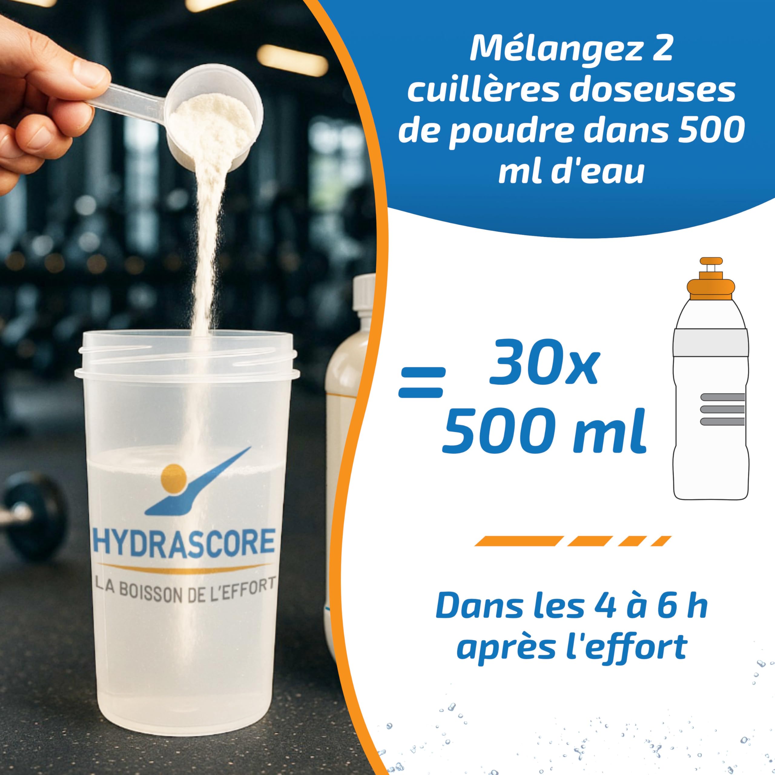 Hydrascore - Boisson de Récupération Fruits Exotiques 1200 g - Boisson Hyperprotéinée Après l’Effort – Récupération Muscles, Articulation Courbatures - Protéines & BCAA - Running, Trail, Vélo - H1047