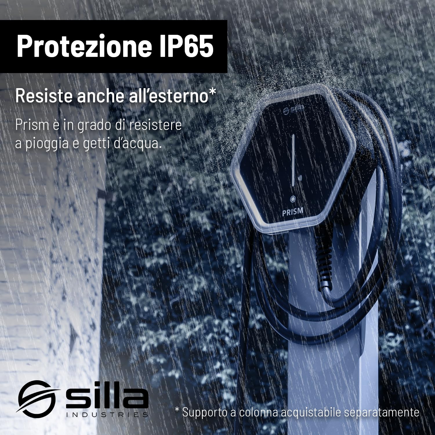 Silla Prism Solar Trifase 22kW Colonnina di Ricarica per Auto Elettriche con Connettore Tipo 2 (Cavo 5m)