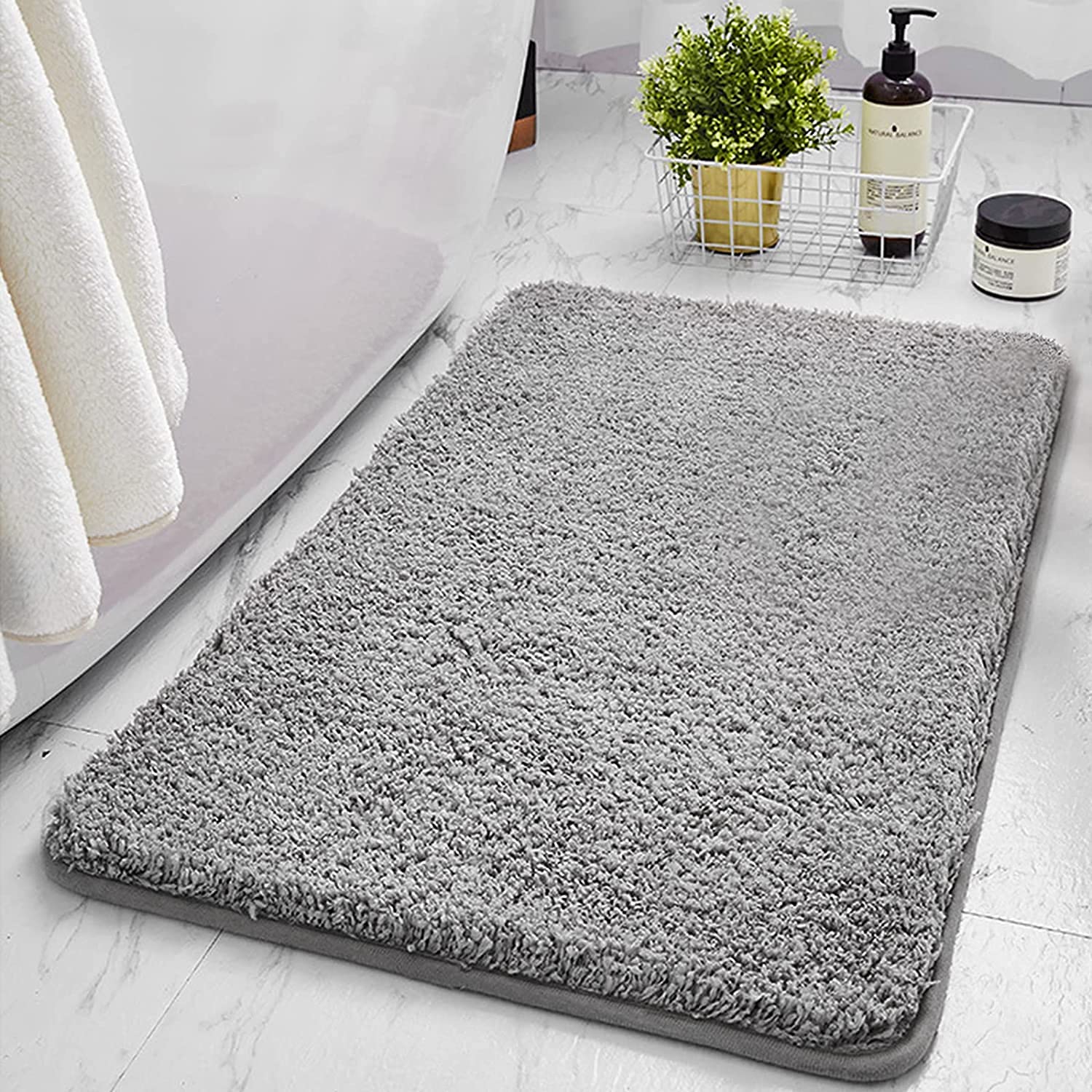 Tapis rectangulaire moelleux 40x60 cm lavable et antidérapant pour la décoration de la maison