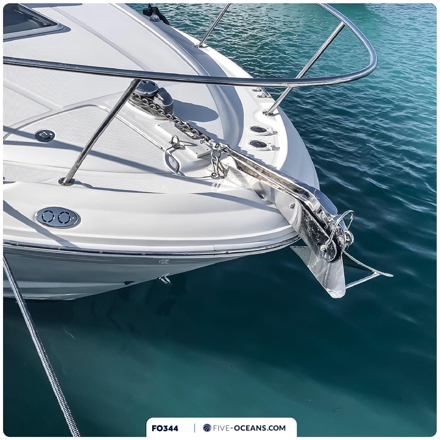 Five Oceans CQR Style Plow Boat Anchor, 316 Stainless Steel & Galvanized Steel Options, Multiple Sizes – Ideal for Pontoon, Fishing, Bass Boats, Yachts, Sailboats & Sport Boats