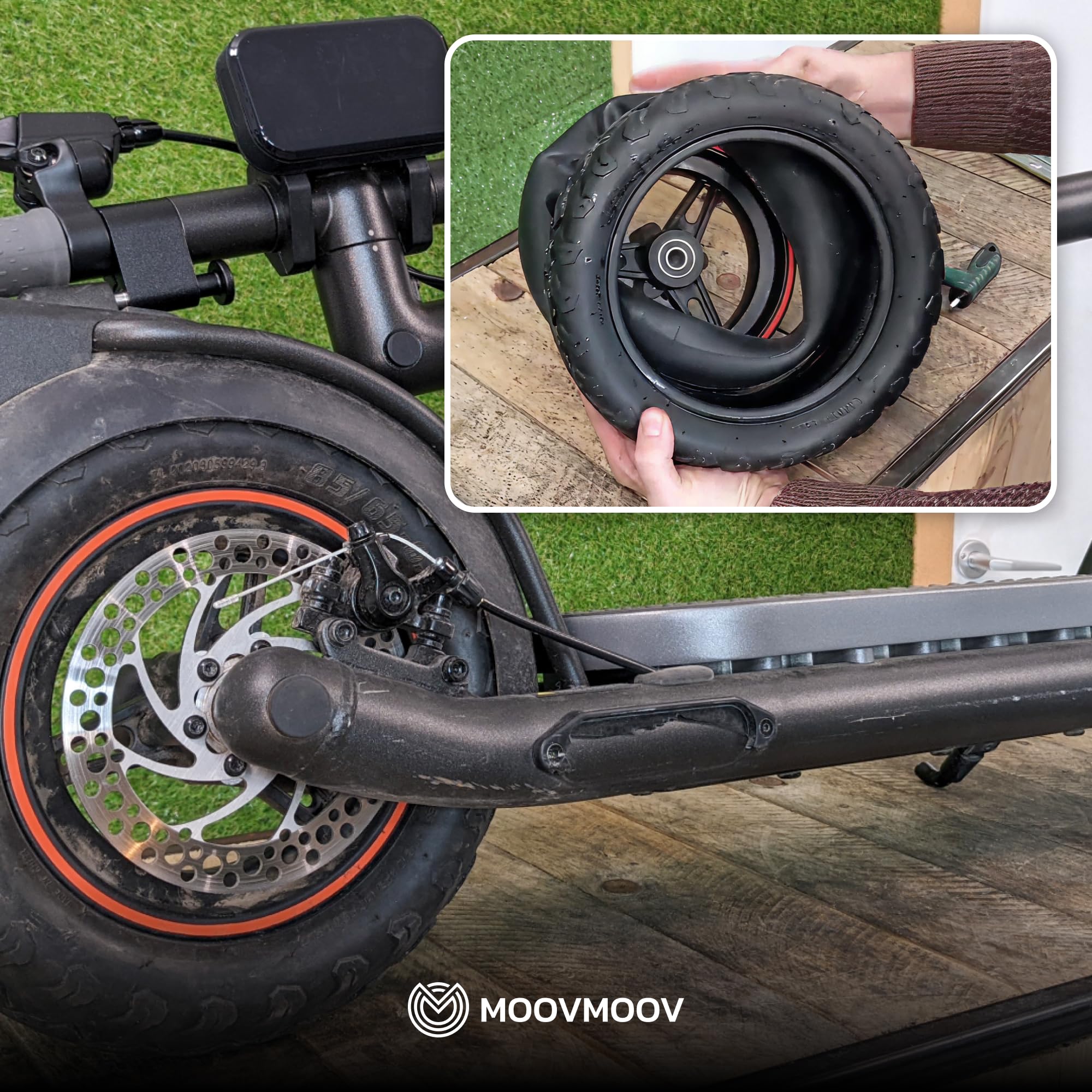 MOOVMOOV - 2 Cámaras de Aire 85/65-6.5 (10 Pulgadas) con Válvula Derecha | para Patinete Eléctrico, Hoverboard, Mini Scooter | Compatible con Neumático 85-65-6.5/10 o 10x3.00-6.5
