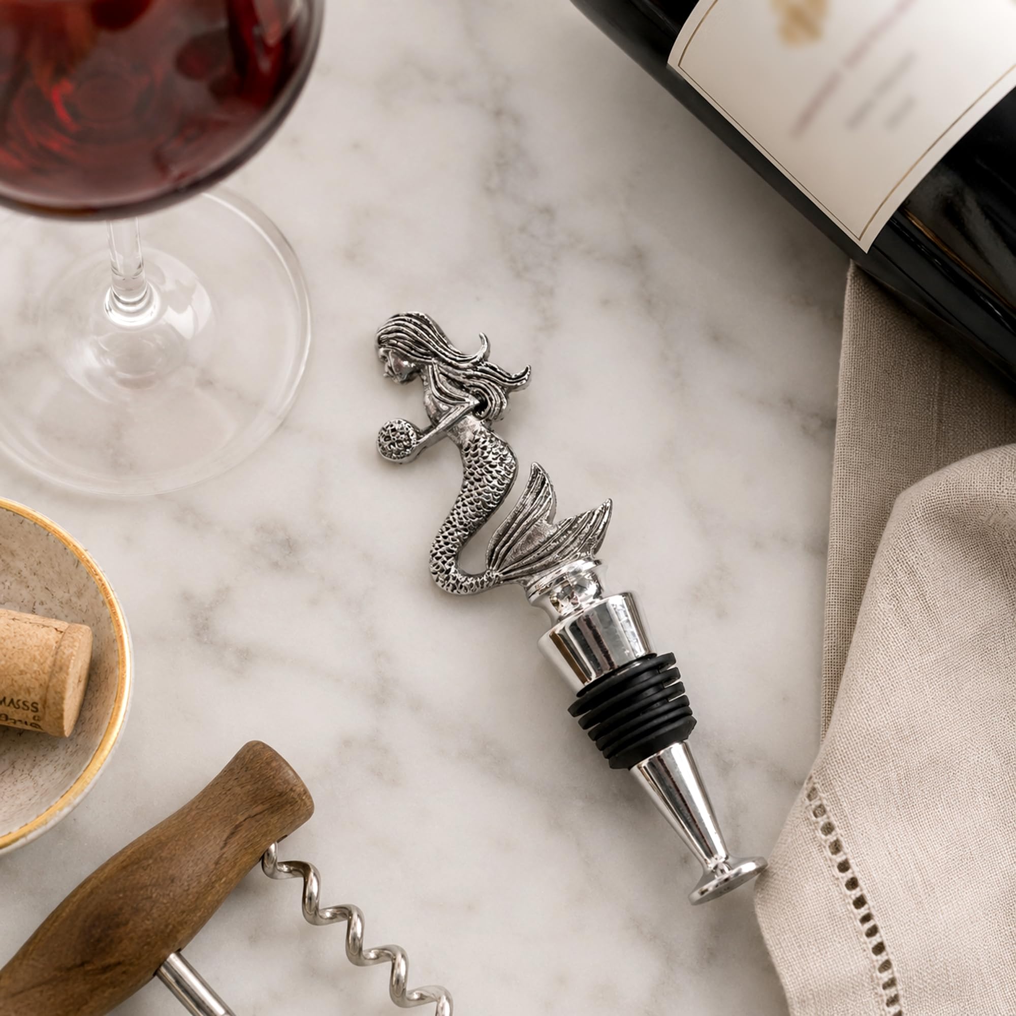 Homestia - Tapón de acero inoxidable reutilizable para botella de vino y otras bebidas.