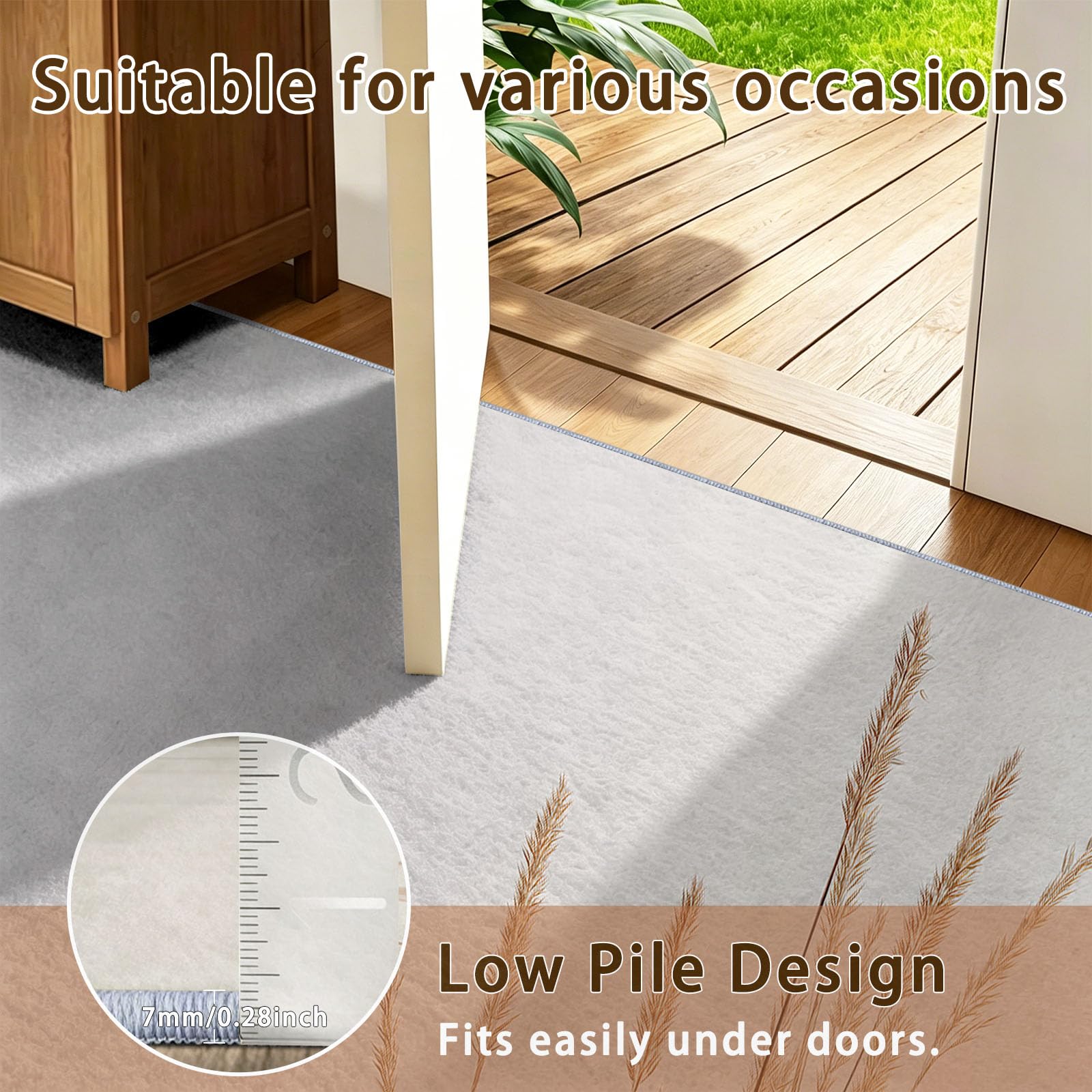 Tapis Chambre Salon Pierres Empilées Foin Surface Eau Reflet Doux Antidérapant Lavable en Machine Tapis Décoratif de Style Oriental Naturel pour Entree Interieur, 180 x 240 cm Clair