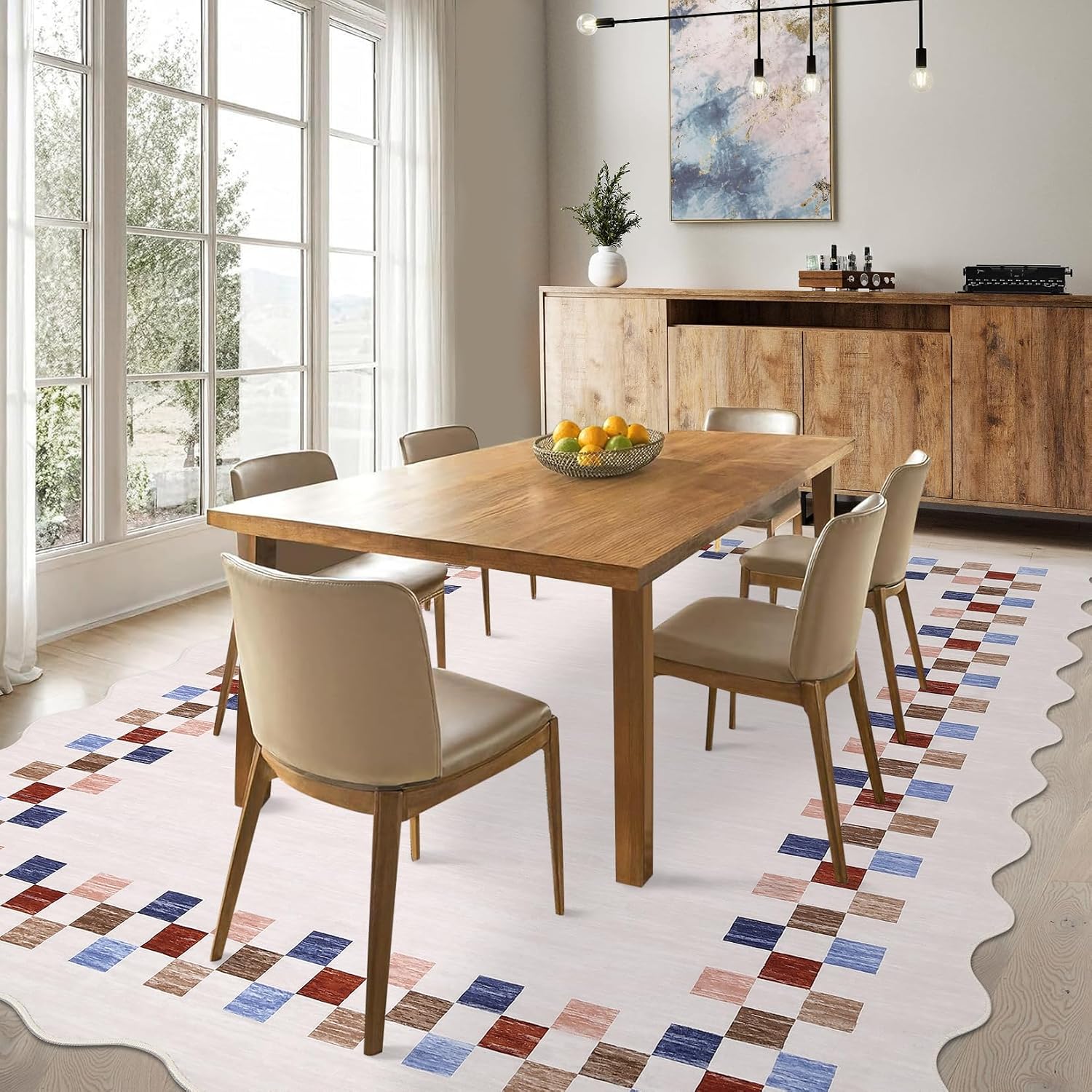 GarveeHome Washable Rug 5x7 for Living Room Large Bedroom Scalloped Rug image 2