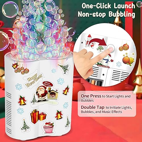 Miniatura 5 de Máquina de burbujas de fuegos artificiales de juguete para niños, máquina automática de burbujas con luces y música, máquina de burbujas eléctrica
