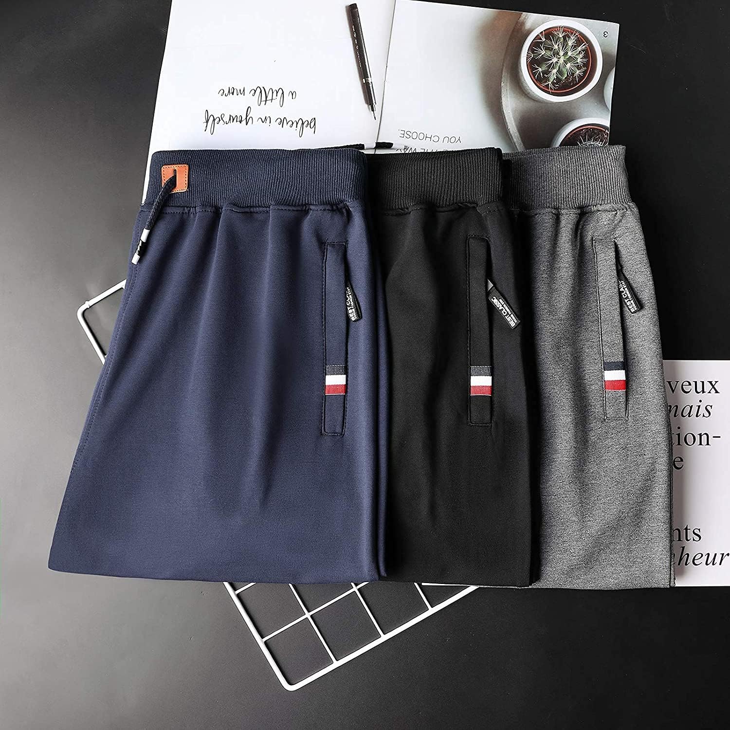 SWISSWELL Men's Shorts Casual Workout Elastic Waist Lightweight Summer Beach Pants Zipper Pocket Drawstring : Sports & Outdoors