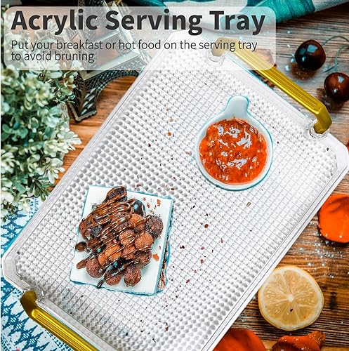 Miniatura 5 de Platos para servir, bandeja acrílica para fiestas, bodas, decoración del hogar, grande de 8.5 x 12.2 pulgadas + 2 pequeñas de 4.1 x 8.5 pulgadas
