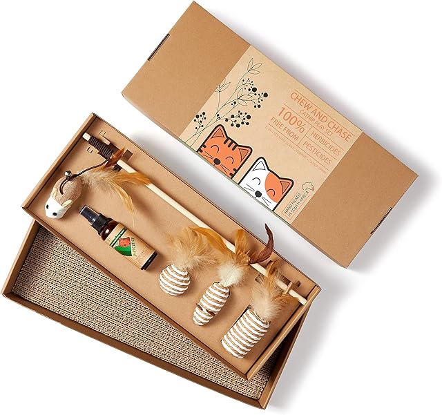 Just Catnip100% Natural and Eco-friendly Catnip Toy for Cats - Includes Non-Toxic Catnip Spray, Eco-friendly Scratchboard and Sustainable Cat Toys - The Perfect Catnip Gift for your Purring Friend!