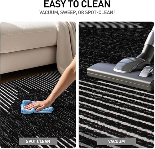 Miniatura 7 de Rugshop Alfombra bohemia a rayas resistente a las manchas, alto tráfico, sala de estar, cocina, dormitorio, comedor, grandes áreas sótano, espacios