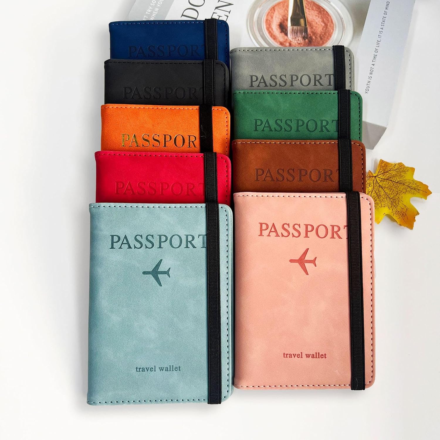 Leatherboss Passport Holder Travel Wallet for Men Women | RFID Blocking Cover with Elastic Band, Card Slots & Document Organizer for Boarding Pass and Currency (Green)