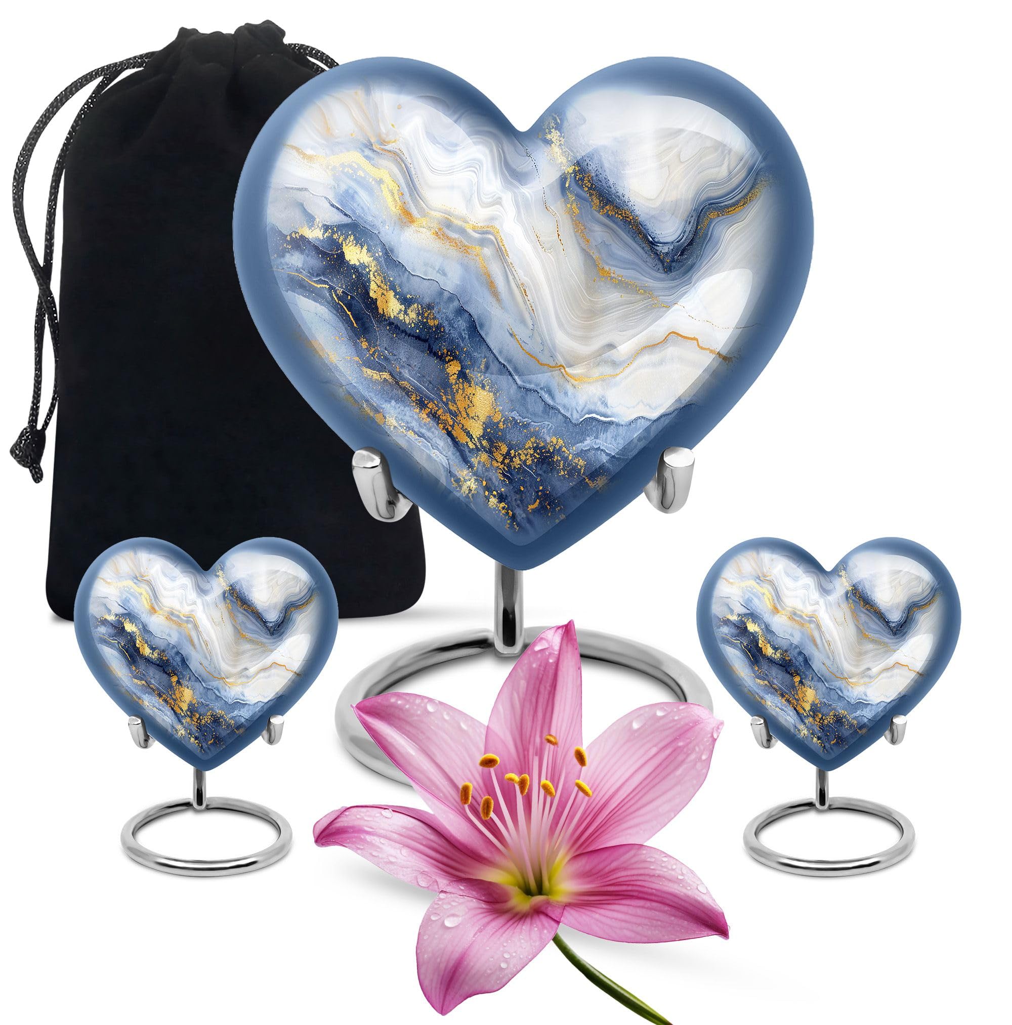 YATHABHISA Blue Marble Large Urns, Small Urns for Human Ashes, Urn for Ashes for Women, Heart Urn, Cremation Urns for Human Ashes, Urns for Human Ashes Adult Female, Decorative Urns for Human Ashes โ image 1