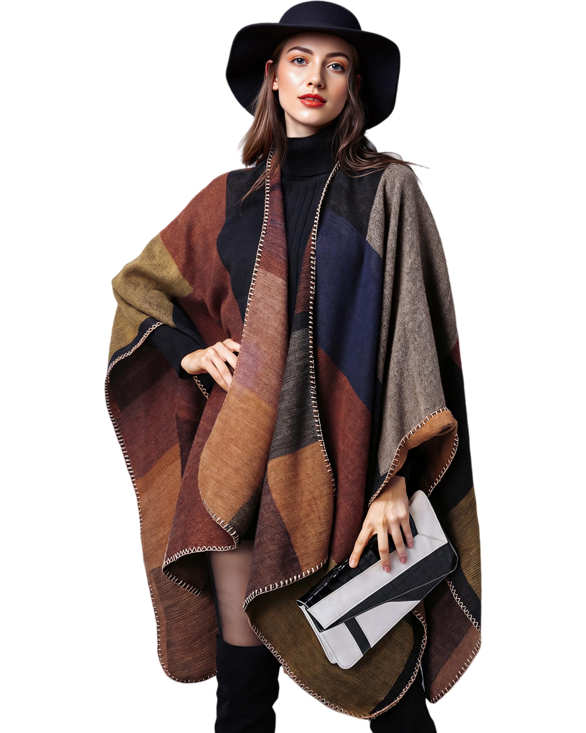 Shawl Wraps for Women - Open Front Ponchos for Women Oversized Pashmina Fashionable Versatile Womens Shawl for Fall Winter-image-44