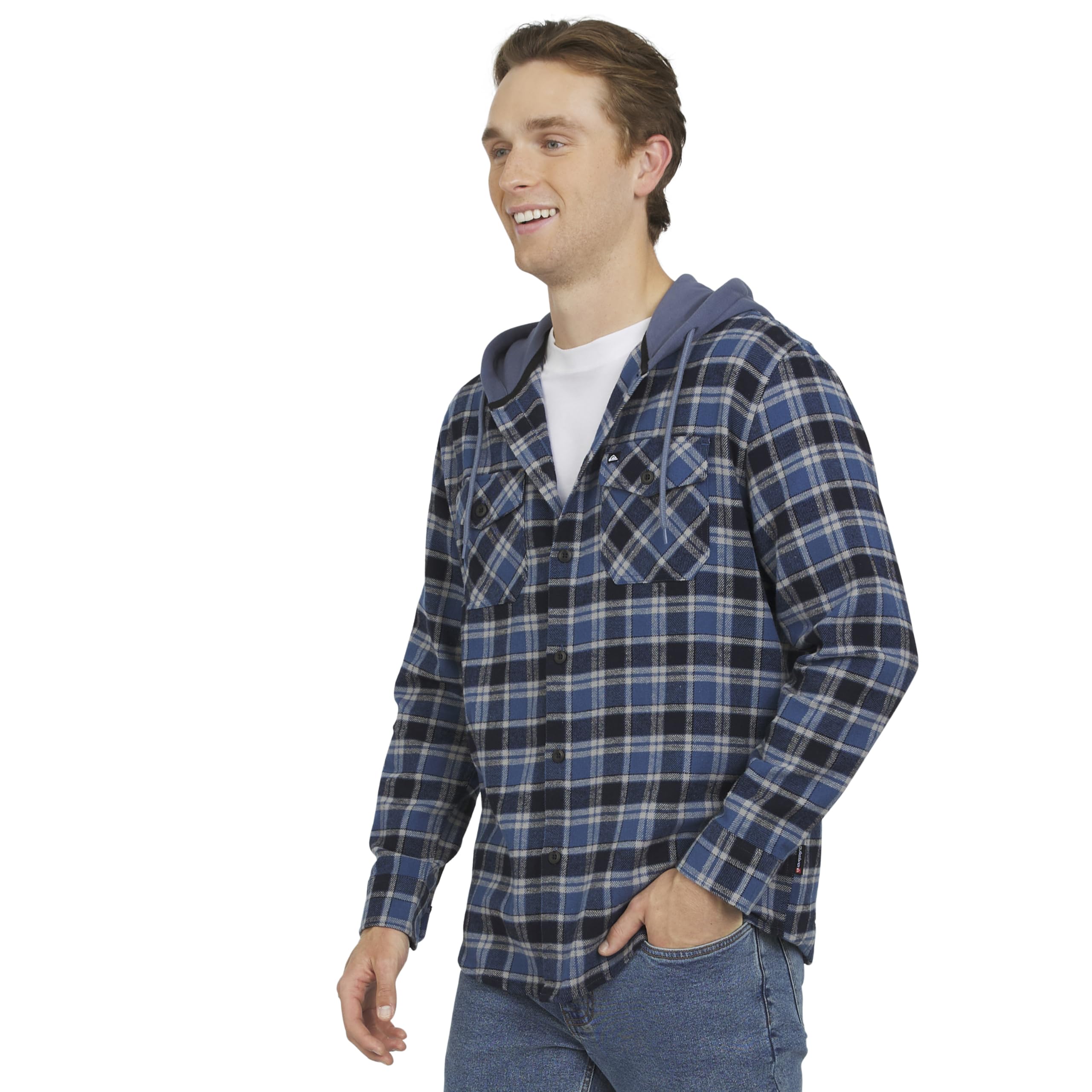 Quiksilver Men's Regular Fit Cozy Soft Button Down Hooded Flannel Shirt (S-XL)