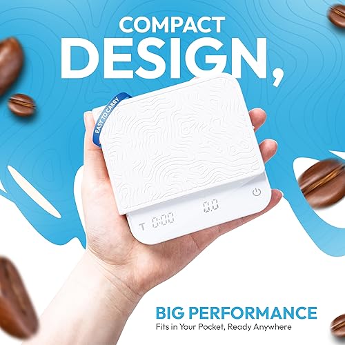 Miniatura 3 de Mini báscula de café con temporizador  Báscula digital de peso barista con alfombrilla de manipulación con patrón de diseñador, 0.00 oz de alta