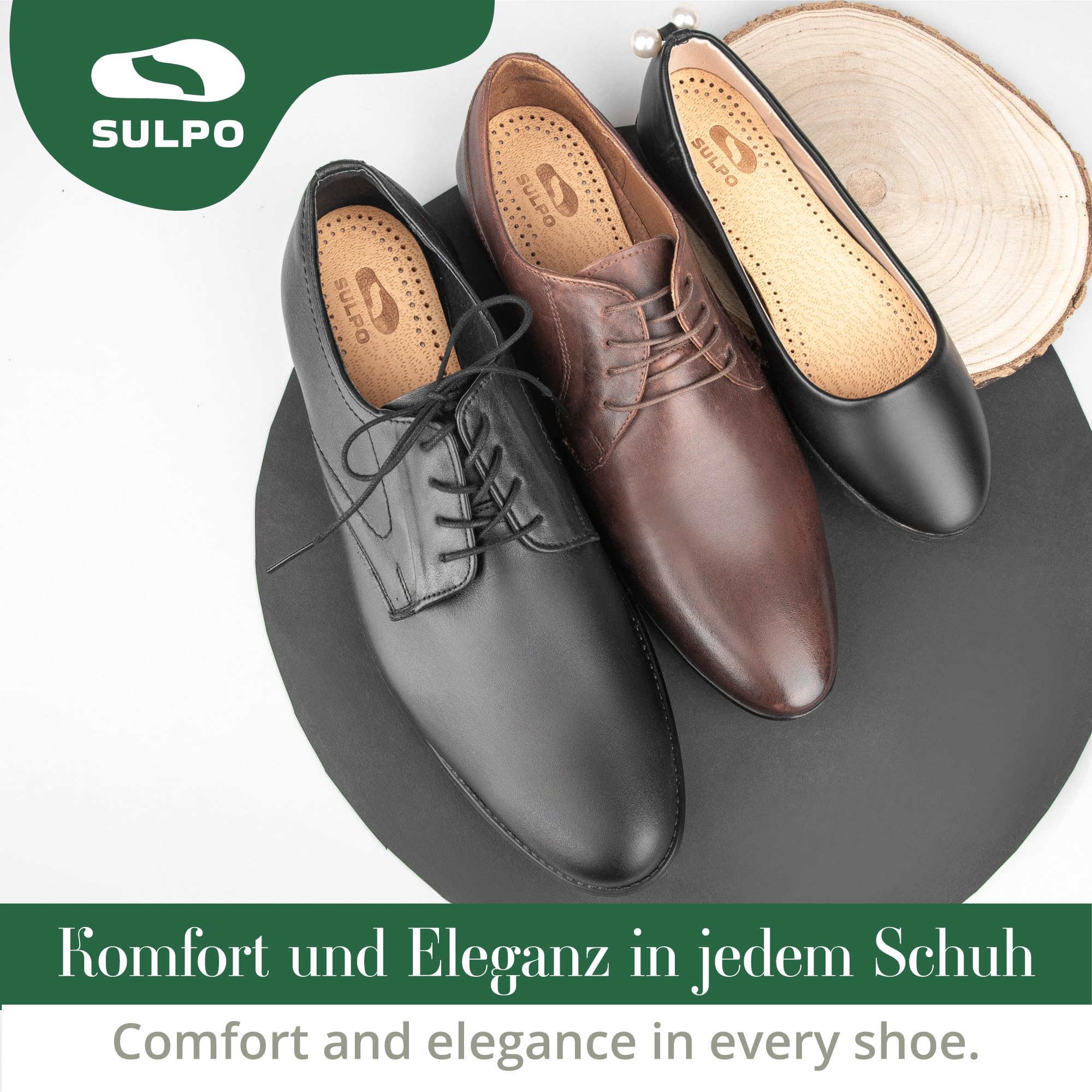 SULPO 3 pares de plantillas de piel auténtica, plantillas de carbón activado, absorben los olores y antisudor, transpirable