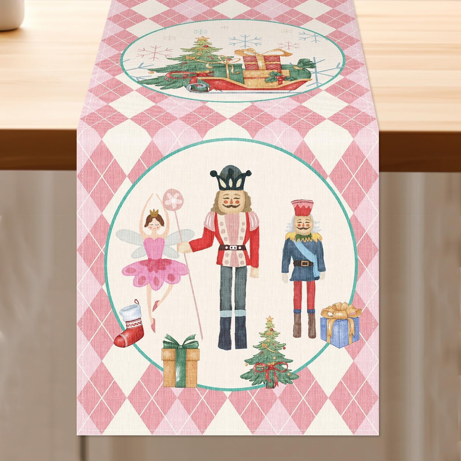 Aitsit Christmas Table Runner, 40 x 180 cm, Washable, Winter Kitchen Table Decoration, Tablecloth, Family Dinner, Holiday, Party Decoration (Nutcracker-C)