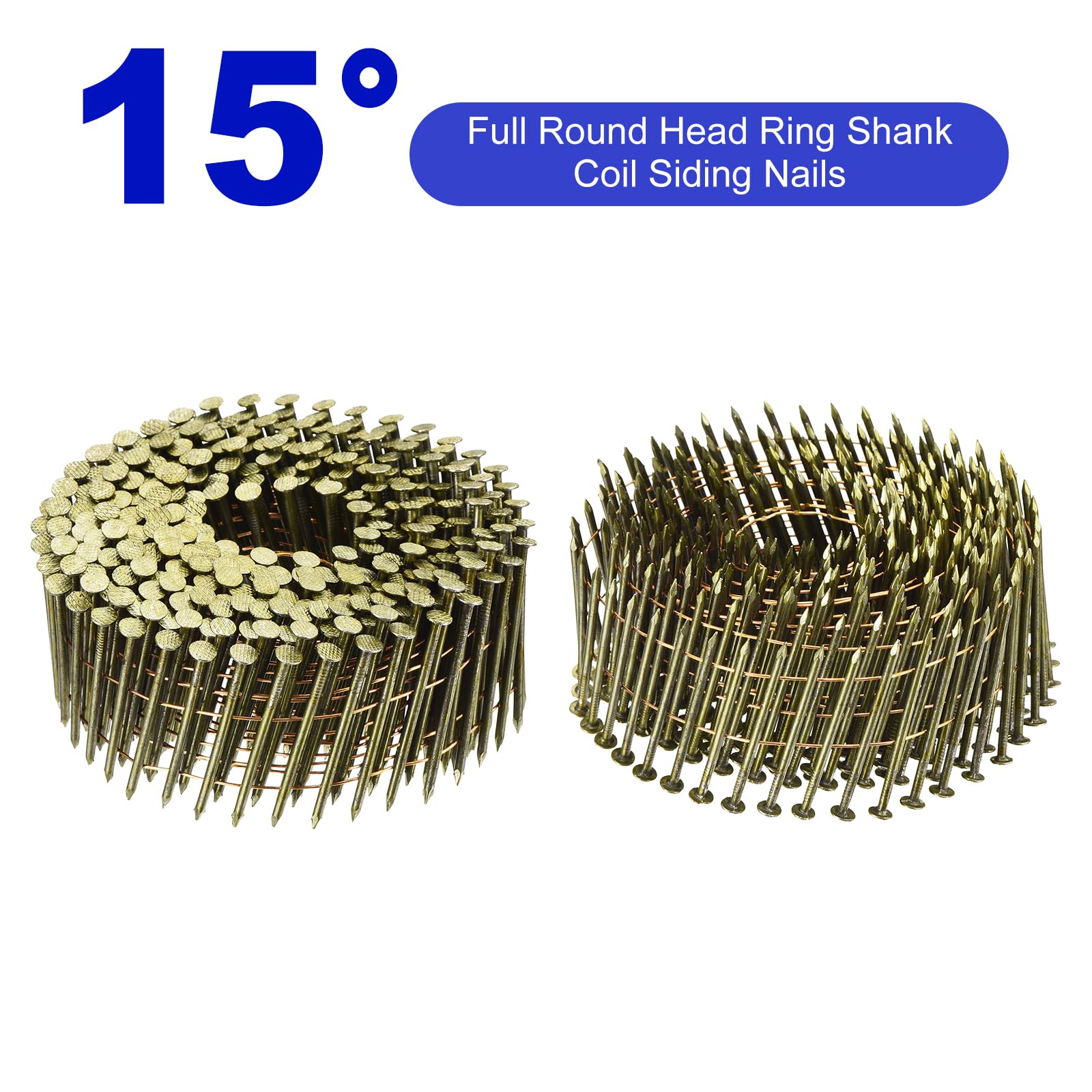 QUARKZMAN 2400 Clous Pour Bardage 2" x 0.091" A 15 Degres Avec Tige Annelée Tête Ronde Complète En Bobine Pour Lath And Sheathing Materials